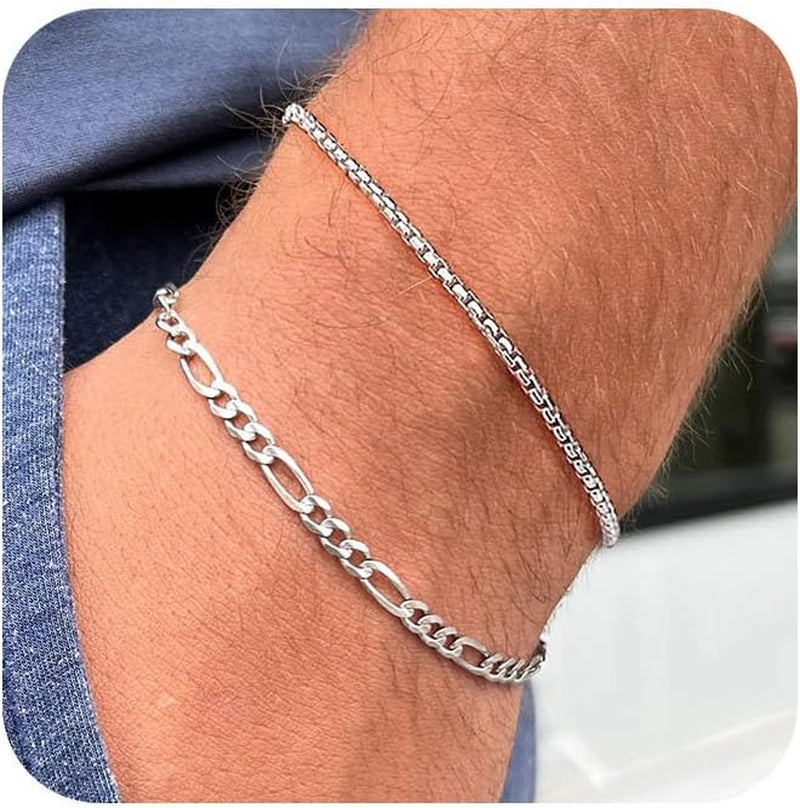Silver Layered Chain Bracelets for Men ( Usa Express )